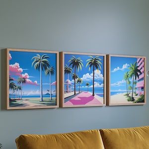 Palm Beach Set of 3 | | Hiroshi Nagai Style Wall Art | nagai poster