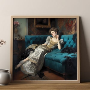 Decadent young woman #2 - Painting Vintage Poster Wall Décor, decadent young woman downloadable print
