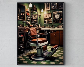 Impresión fotográfica de barbería vintage: estilo retro de los años 60