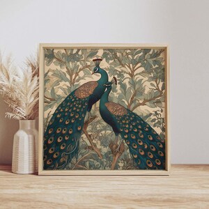 Art mural paon | Art déco William Morris - téléchargement immédiat | Art mural imprimable | Impression Morris Design