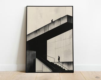 Impresión artística de arquitectura brutalista: Póster de edificio de hormigón
