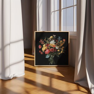 Victorian Bouquet Photography | Vintage Fall Floral Print |  Moody Botanical Fall Decor | Thanksgiving Printable Wall Art | Digital Download