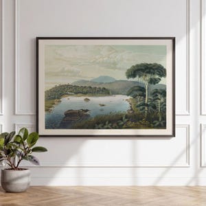 Art Print Lake Patenggang Java Lithograph Franz Wilhelm Junghuhn