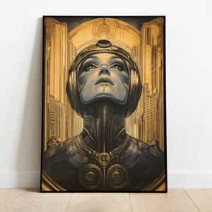 Poster de film de robot de style Metropolis | Art rétro futuriste | Affiche de film | Téléchargement instantané | Fritz Lang | Impression cinéma