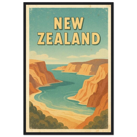 New Zealand Vintage Travel Poster | Retro Wall Art | Vintage