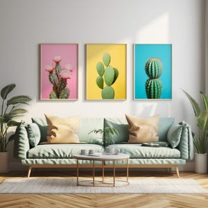Pop Art Poster 3er Set | 3-teiliges Wandbild | Kaktus Poster Set | moderne Küchenkunst | Kostenloser Versand!