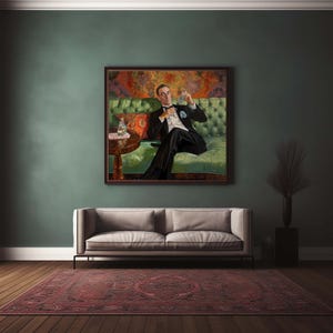 Homme décadent sur le canapé - Affiche, peinture à l'huile, impression d'art