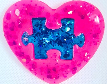 Handmade Resin Heart Jigsaw Keyring