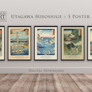 Asian Art - 5 Poster Set - Utagawa Hiroshige - Digital Download