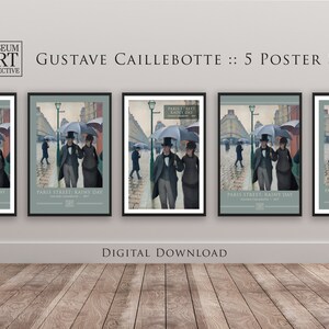 Paris Street Rainy Day by Gustave Caillebotte - 1877 - 5 Poster Set - Digital Download