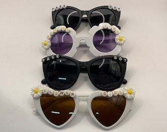 Flower girl white floral children's sunglasses | uv400 | personalised girls flower girl sunglasses | flower girl | wedding flower girl