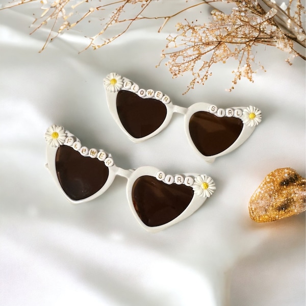 Lunettes de soleil en forme de coeur pour fille d'honneur | Accessoire de mariage, cadeau garçon de page