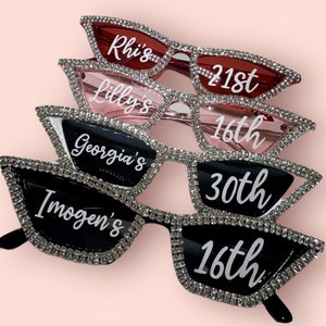 Personalised  birthday  sunglasses/ 18th birthday gift set / 21st birthday gift / 30th /40th/50th/ / diamanté sunglasses/ rhinestone glasses