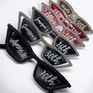 Personalised  birthday  sunglasses/ 18th birthday gift set / 21st birthday gift / 30th /40th/50th/ / diamanté sunglasses/ rhinestone glasses