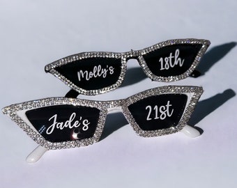 Personalised  birthday  sunglasses/ 18th birthday gift set / 21st birthday gift / 30th /40th/50th/ / diamanté sunglasses/ rhinestone glasses