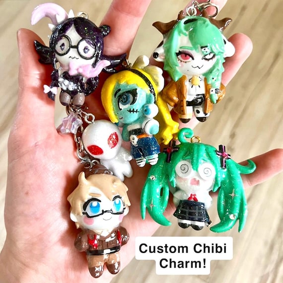 Custom Chibi OC Keychain Charm, YCH Commission Handmade