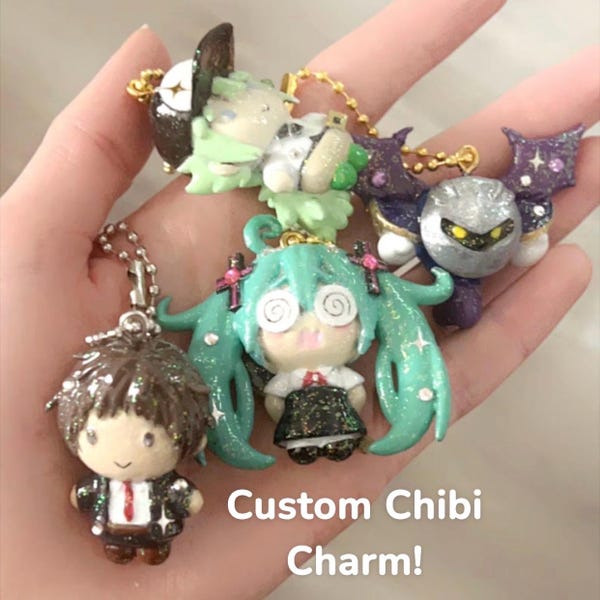 Custom Chibi OC Keychain Charm, YCH Commission Handmade