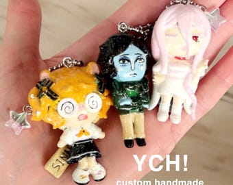 Custom OC YCH Commission Keychain Charm, Handmade (LL Size)