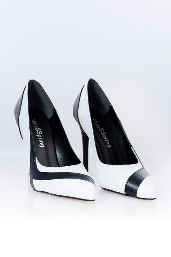 Black and White Stiletto Heels Elegant Women s Designer Footwear Ch c Evening Shoes Style Women Shoes Formal Shoes Wedd ng Shoes Etsy UK