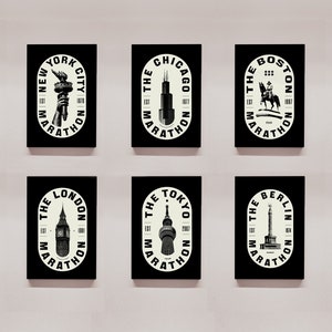 Major Marathon Poster Collection: NYC, Boston, London, Tokyo, Chicago (Digital Download)