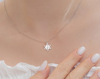 Customizable Religious Magen David Necklace, Initial Star of David Pendant, Cute Letter Jewelry, Birthday Christmas Gifts for Men and Women