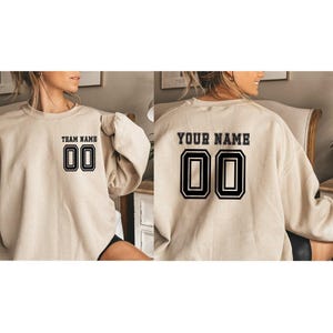 Custom Sports Sweatshirt, Personalized Team Hoodie with Name and Number, Custom Soccer Jersey, Sports Team Hoodie, Custom Sports Shirt Gift image 2
