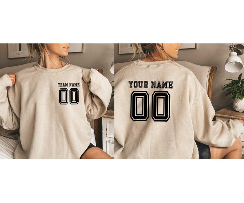 Custom Sports Sweatshirt, Personalized Team Hoodie with Name and Number, Custom Soccer Jersey, Sports Team Hoodie, Custom Sports Shirt Gift image 2