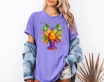 Colorful Lobster Comfort Colors Shirt, Sweatshirt with Lobster Graphic, Fun Lobster Design Tee for Summer