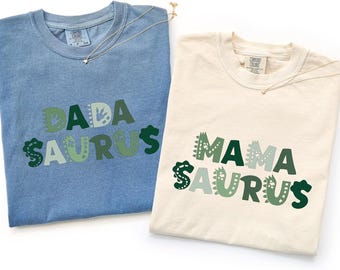 Dada Saurus Mama Saurus Comfort Colors® Shirt, Dinosaur Mom And Dad Gift, Dino Parent Sweatshirt, Cute Family Matching Tee, Dino Lovers Gift