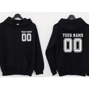 Custom Sports Sweatshirt, Personalized Team Hoodie with Name and Number, Custom Soccer Jersey, Sports Team Hoodie, Custom Sports Shirt Gift image 3