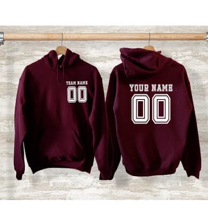 Custom Sports Sweatshirt, Personalized Team Hoodie with Name and Number, Custom Soccer Jersey, Sports Team Hoodie, Custom Sports Shirt Gift image 1
