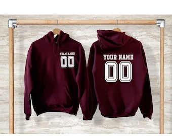 Custom Sports Sweatshirt, Personalized Team Hoodie with Name and Number, Custom Soccer Jersey, Sports Team Hoodie, Custom Sports Shirt Gift