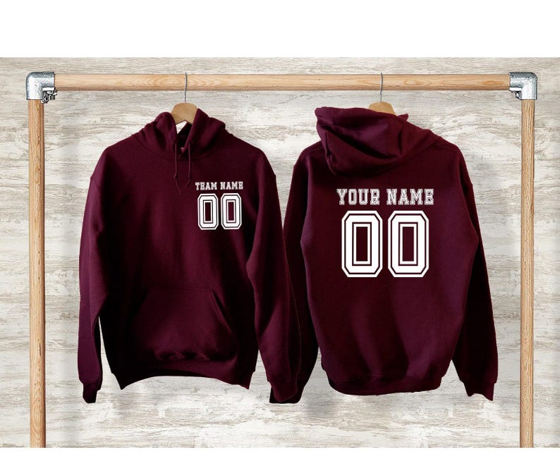 Custom Sports Sweatshirt, Personalized Team Hoodie with Name and Number, Custom Soccer Jersey, Sports Team Hoodie, Custom Sports Shirt Gift image 1