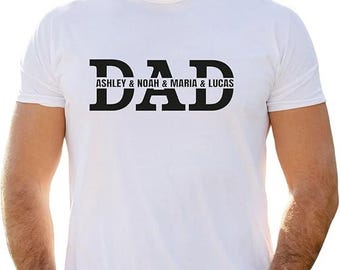Personalized Dad Shirt, Custom Kids Names Tshirt, Fathers Day Gift For Dad, Minimalist Daddy Tee, Papa Shirt, Personalized Father Gift