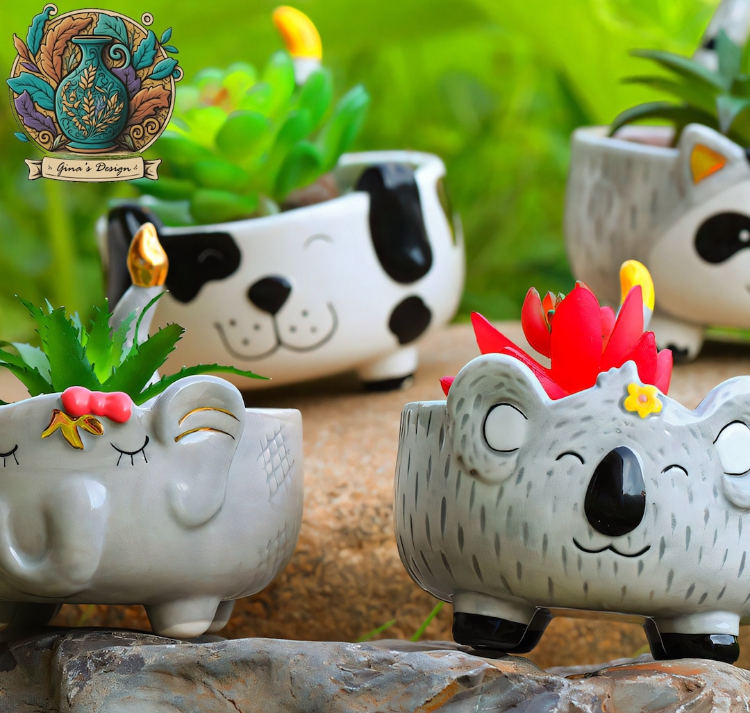 Cute Animal Planter Animal Planter Pots Elephant Planter Etsy