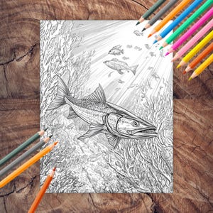 Detailed sea animal coloring book for adults