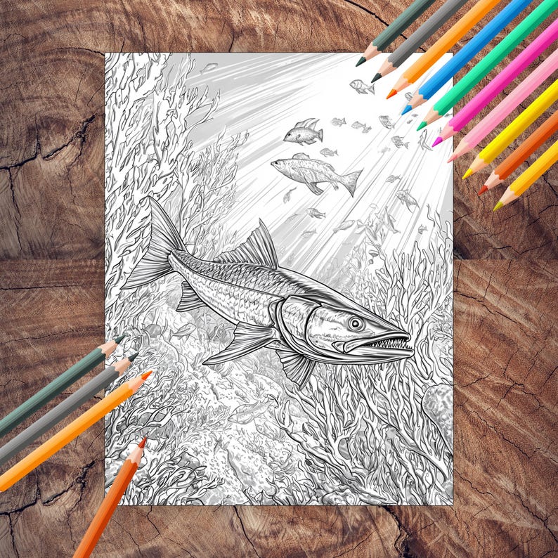 Detailed sea animal coloring book for adults