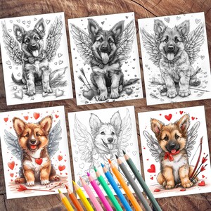 Charming Valentine puppy coloring book printable