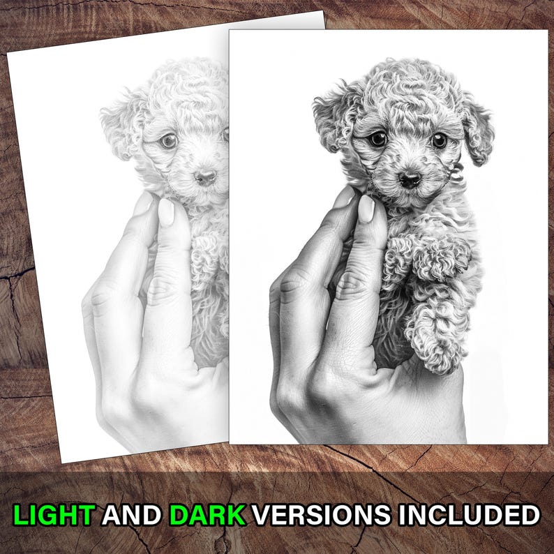 Adorable micro puppies coloring book