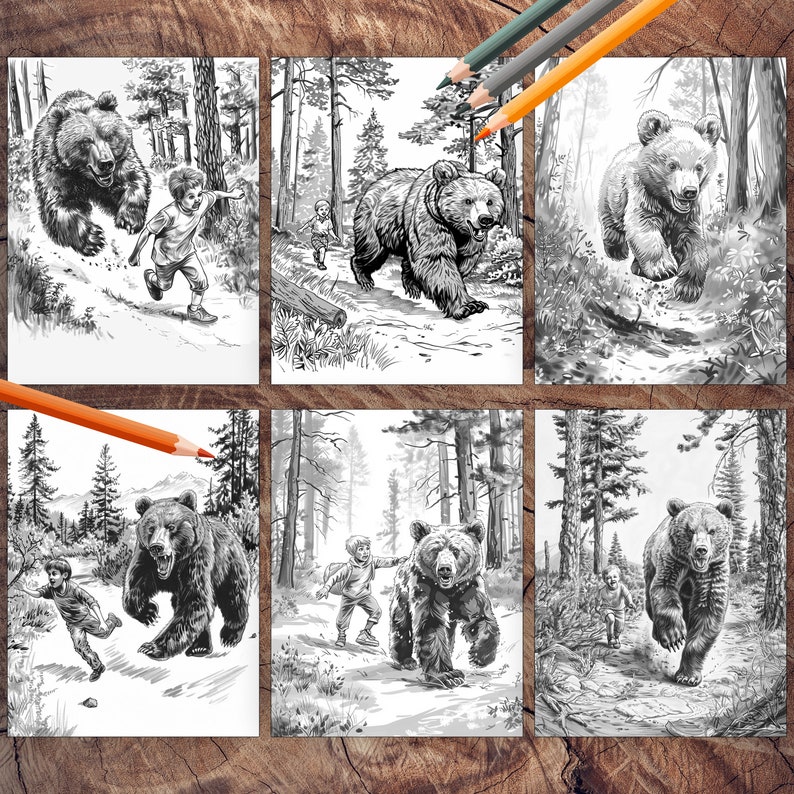 50 Cute Bear Coloring Pages Adult Kids Coloring Pages Woodland Bear Coloring Book Printable ...