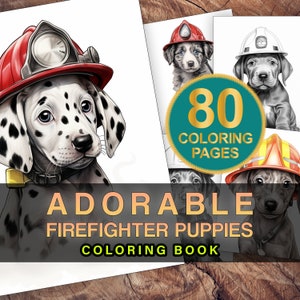 Dog Coloring Book, Firefighter Puppies, Grayscale Coloring Book, Coloring Pages for Adults, Chihuahua Coloring Book, Dog Coloring Pages