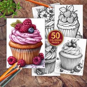 50 Desserts Coloring Book | Classroom Craft | Sweet Coloring Page | Printable Colouring Sheet | Grayscale Coloring Book For Adults And Kids