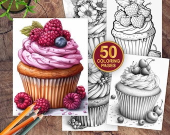 50 Desserts Coloring Book | Classroom Craft | Sweet Coloring Page | Printable Colouring Sheet | Grayscale Coloring Book For Adults And Kids
