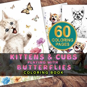 60 Printable Cat Coloring Pages - Fun Activity for Kids & Adults - Instant Download - Perfect for Cat Lovers - Grayscale Coloring Page