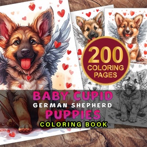 Baby Cupid German Shepherd coloring pages