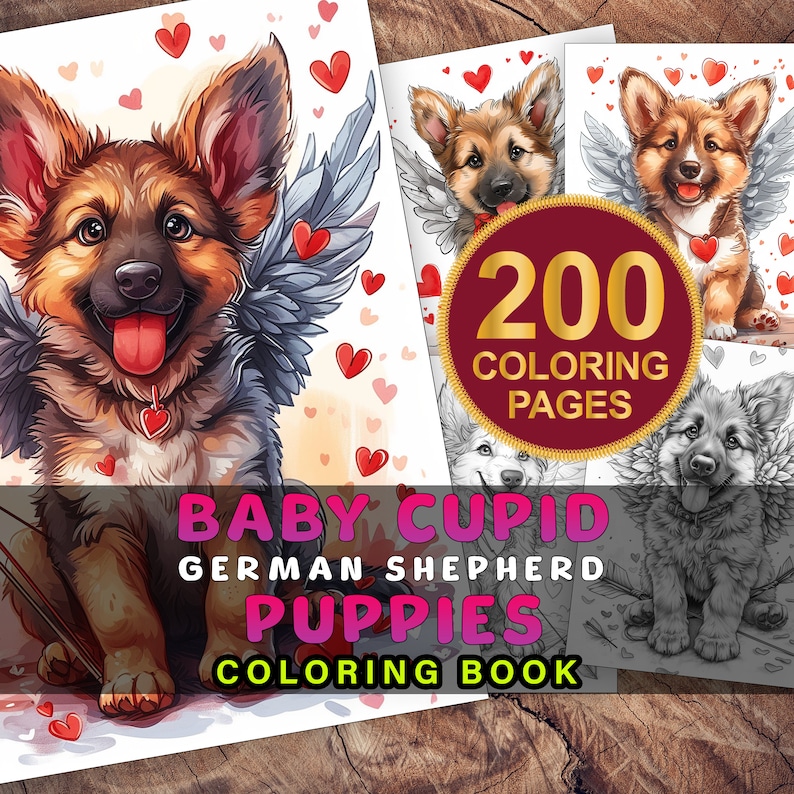 Baby Cupid German Shepherd coloring pages