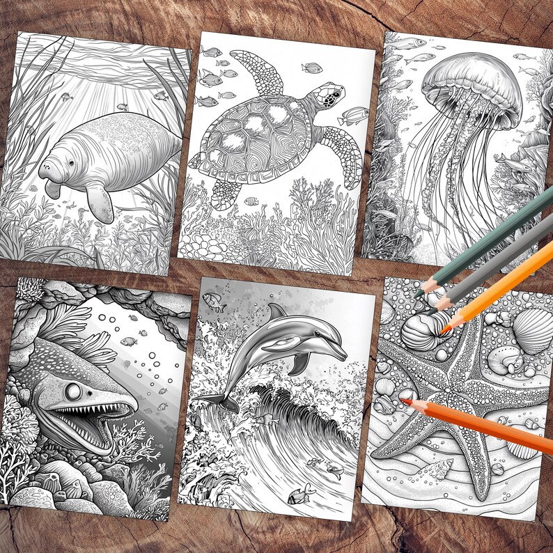 Charming sea animal coloring sheets