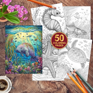 Sea animal coloring book for kids