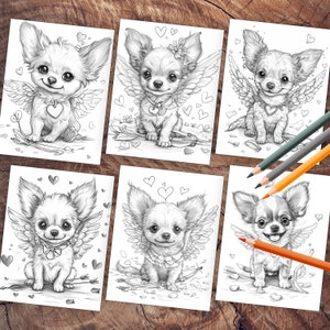 Cute chihuahua Valentine theme coloring pages