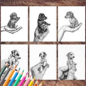 Small micro puppies coloring book